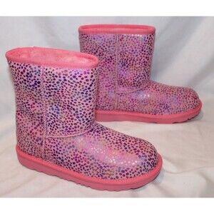 NIB UGG Classic Short II Spots Boots Pink Purple Youth 5 Women's 6.5-7